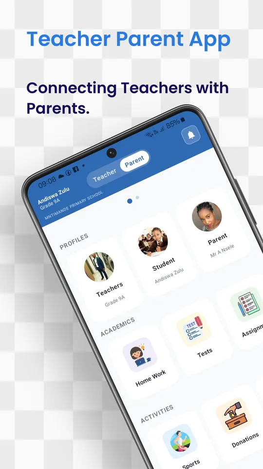 Teacher Parent App screen 1